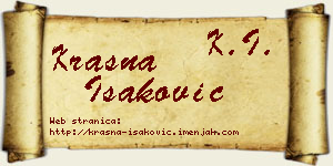 Krasna Isaković vizit kartica
